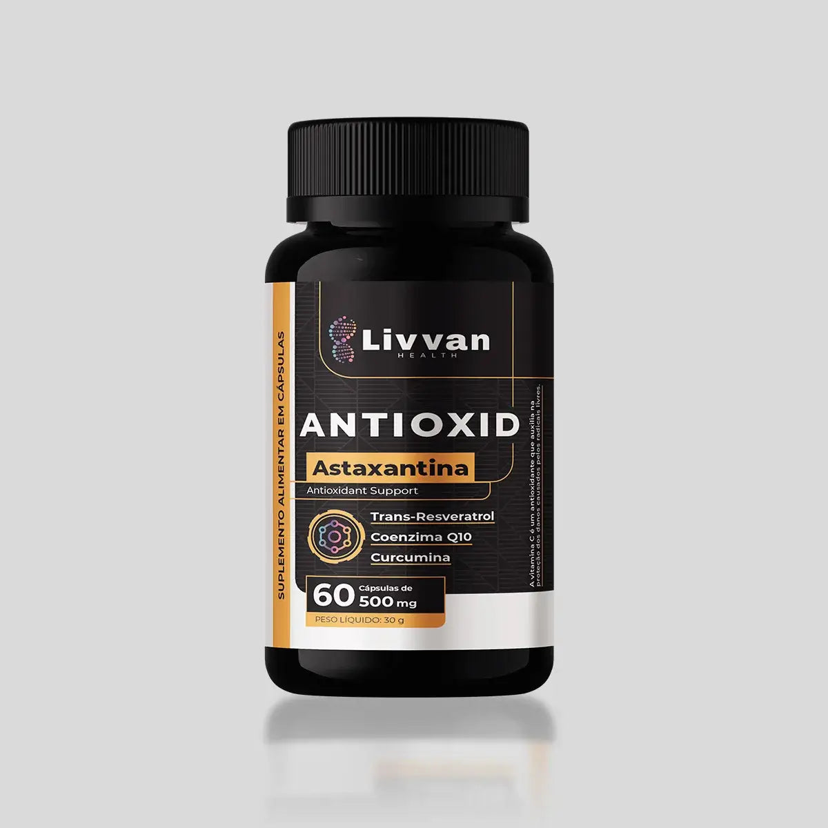  Frasco de Antioxid LIVVAN com astaxantina, CoQ10 e resveratrol