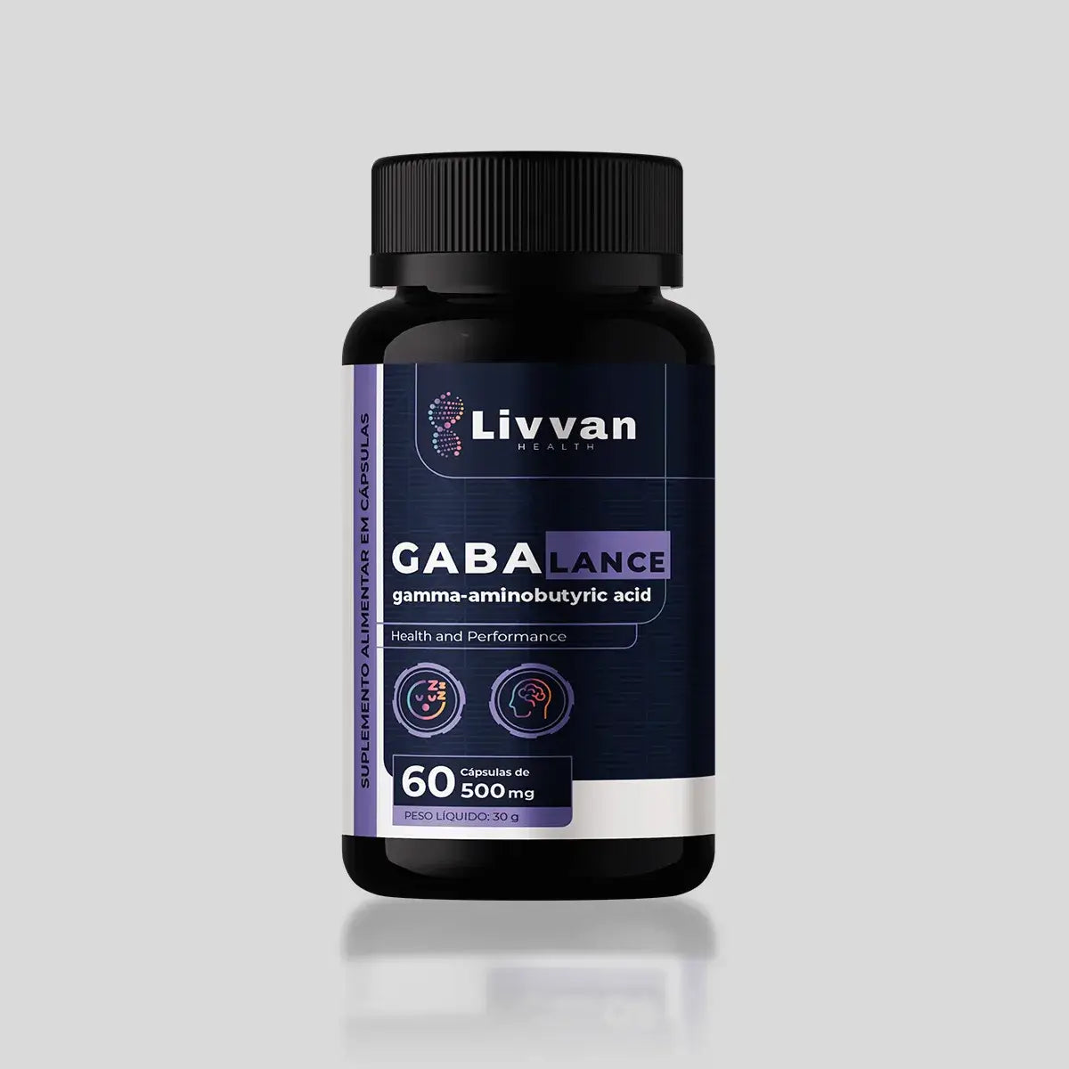 Frasco de GABA LIVVAN com 60 cápsulas